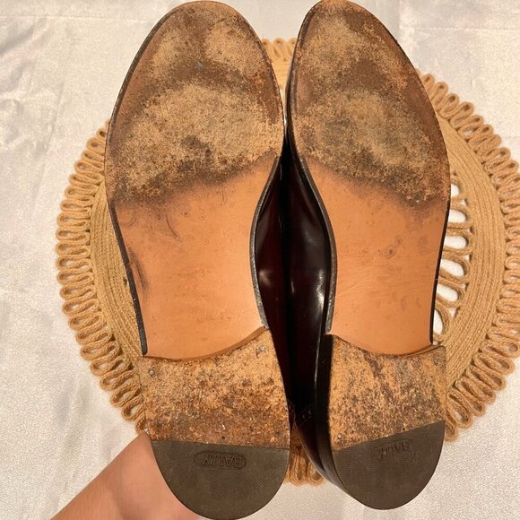 BALLY Wingtip Mens Oxford Shoes Ledar Leather Burgundy Size 10D - Picture 8 of 9